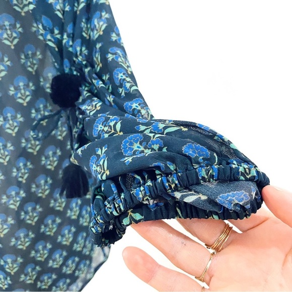 FIGUE 100% silk off shoulder Pom Pom blouse - Picture 7 of 12